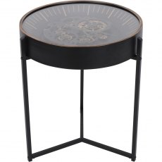 Millennium Side Table with Moving Dials in Black/Gold Finish