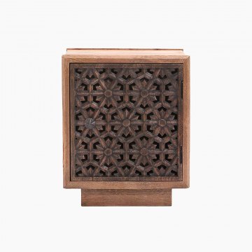 Botanical Fretwork End Table in Mango Wood