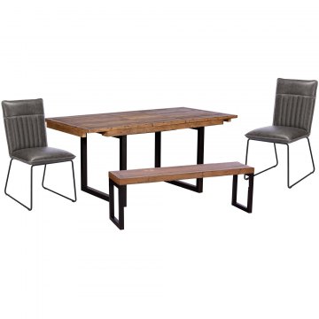 Key West 140cm Extending Dining Table, Small Bench & Two Cooper Dining Chairs