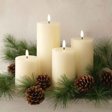 Dansk Cream Real Flame™ Set of 4 LED Wax Candles & Remote Control, in a Gift Box Dansk Cream Real Flame™ Set of 4 LED Wax Candles & Remote Control, in a Gift Box