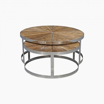 Sunburst Reclaimed Wood Nesting Coffee Tables