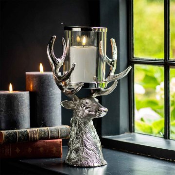 Stag Head Antler Lantern + Free LED Candle