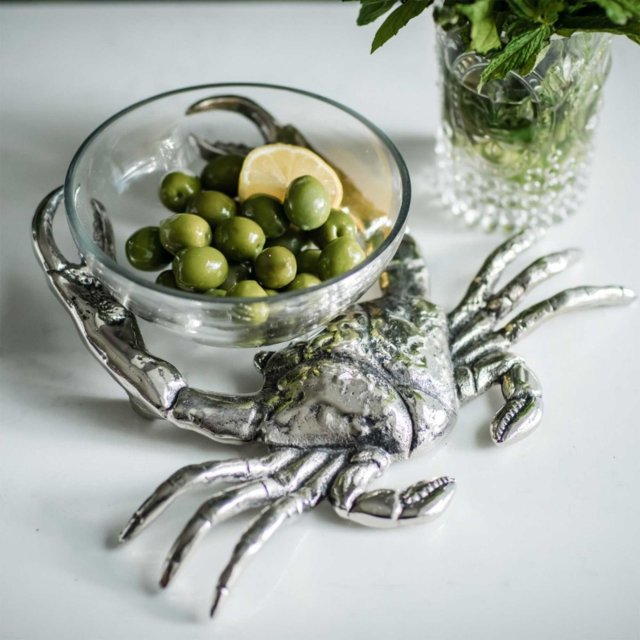 Crab with Glass Nibbles Bowl