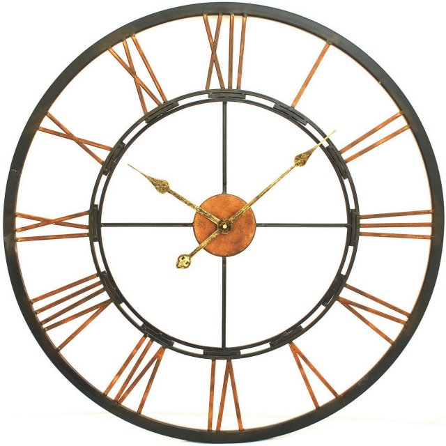 Large Metal Skeletal Antique Brass Wall Clock 70cm