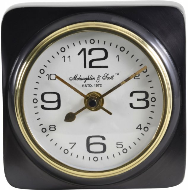 Timex Solid Aluminium Black Square Carriage Mantel Clock