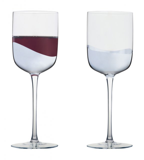 Set of Two Wave Wine Glasses