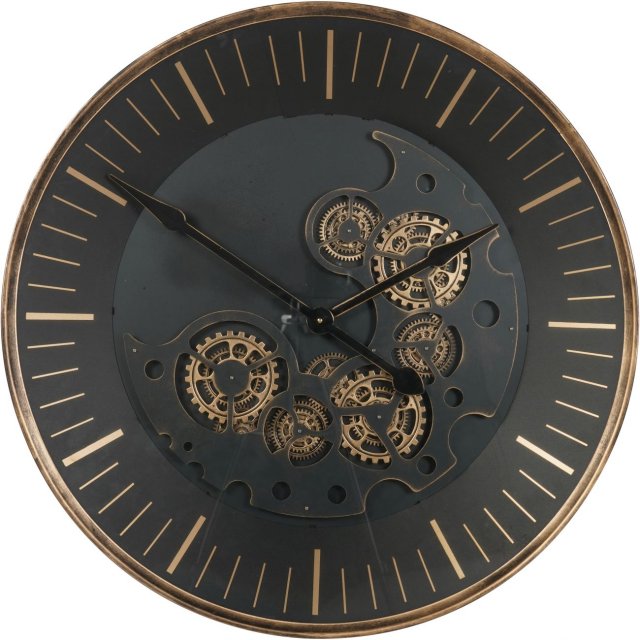 Millennium Wall Clock with Moving Dials in Black/Bronze Finish