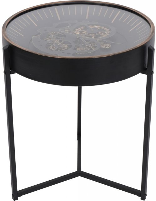 Millennium Side Table with Moving Dials in Black/Gold Finish