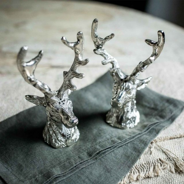 Set of Four Marble Coasters with Brass Stag Accent - Dansk