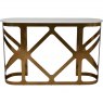 Milano Console Table in Metallic Satin Bronze Finish with an Off-White Marble Top