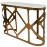 Milano Console Table in Metallic Satin Bronze Finish with an Off-White Marble Top