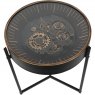 Millennium Side Table with Moving Dials in Black/Gold Finish