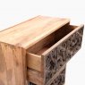 Botanical Fretwork Three Drawer Chest in Mango Wood