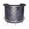 Dark Grey Leather Curved Home Bar With Diamond Pattern