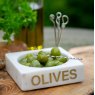 Olives Marble Olive Dish with Picks