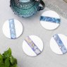 Set of Four White Marble and Blue Agate Coasters